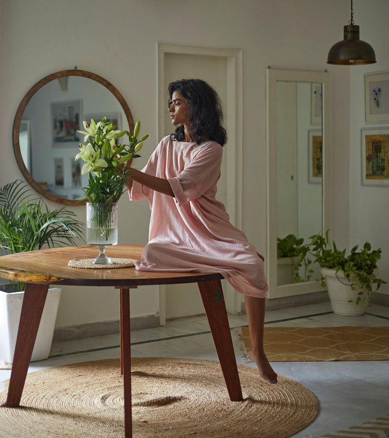 French Rose Kaftan Lounge Wear by Khara Kapas for women in Singapore