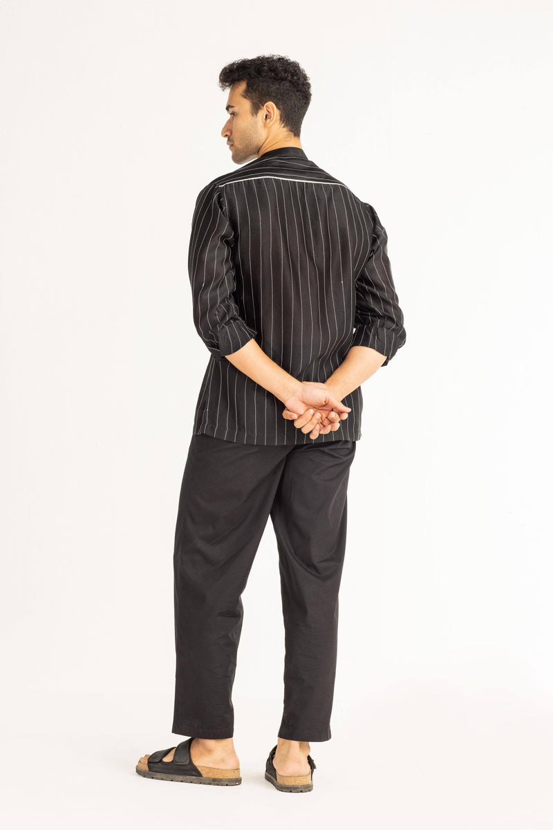 Front Pleat Pant- Black Bottoms by THREE Men for men in Singapore