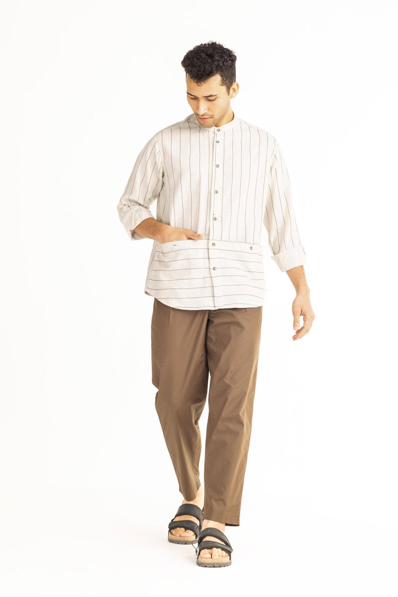 Front Pocket Shirt - Beige by THREE Men for men in Singapore