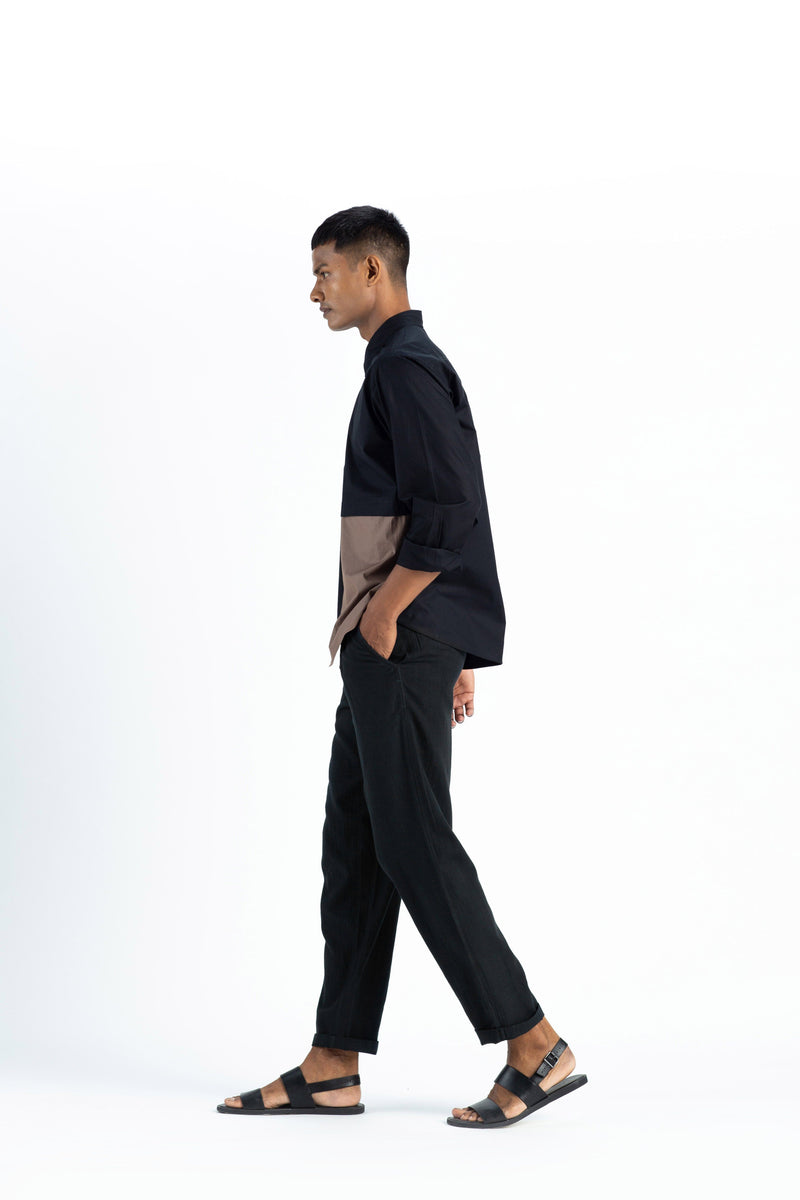 Front Pocket Shirt - Black by THREE Men for men in Singapore