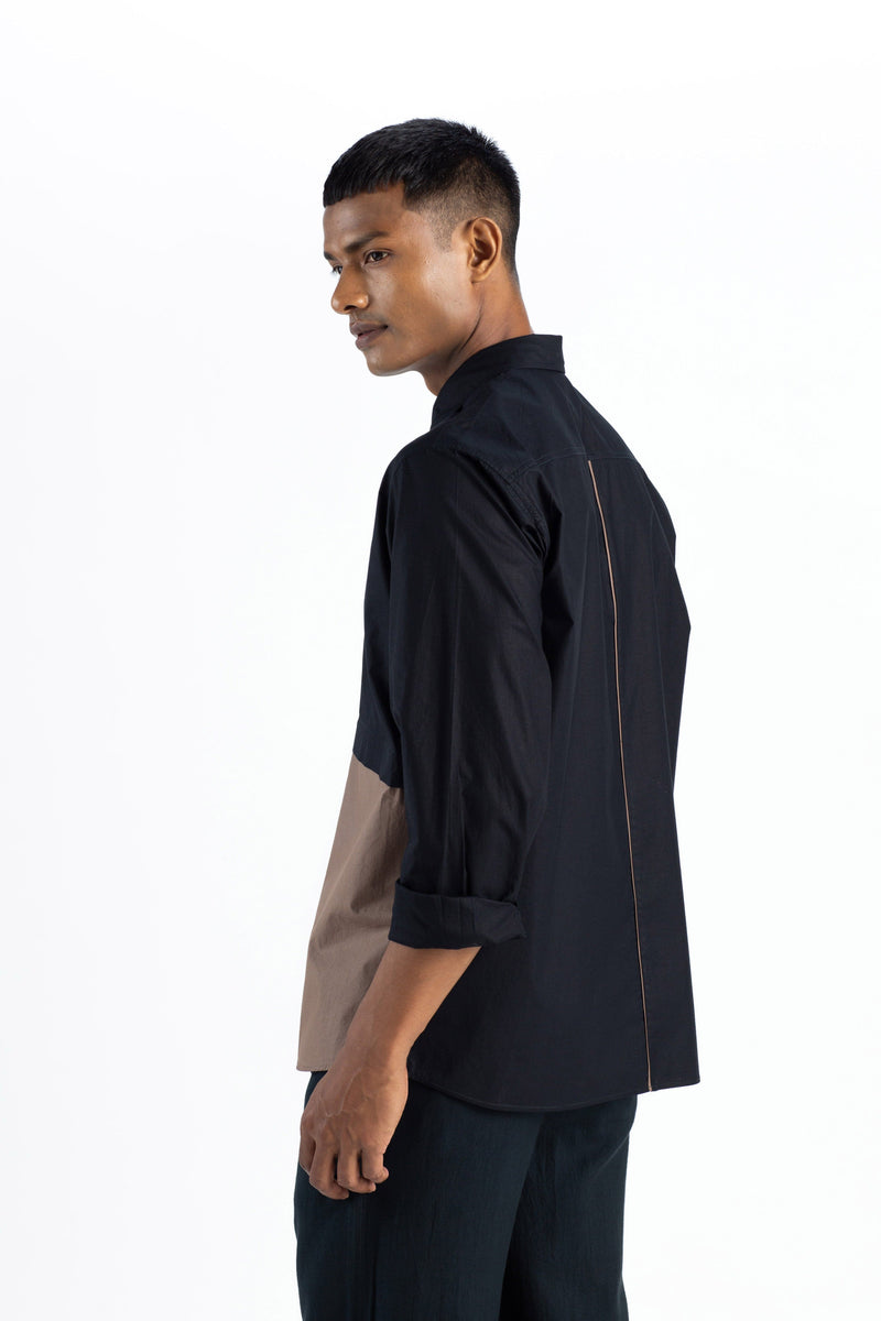 Front Pocket Shirt - Black by THREE Men for men in Singapore