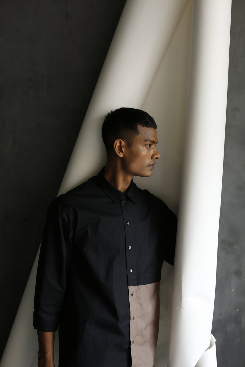 Front Pocket Shirt - Black by THREE Men for men in Singapore