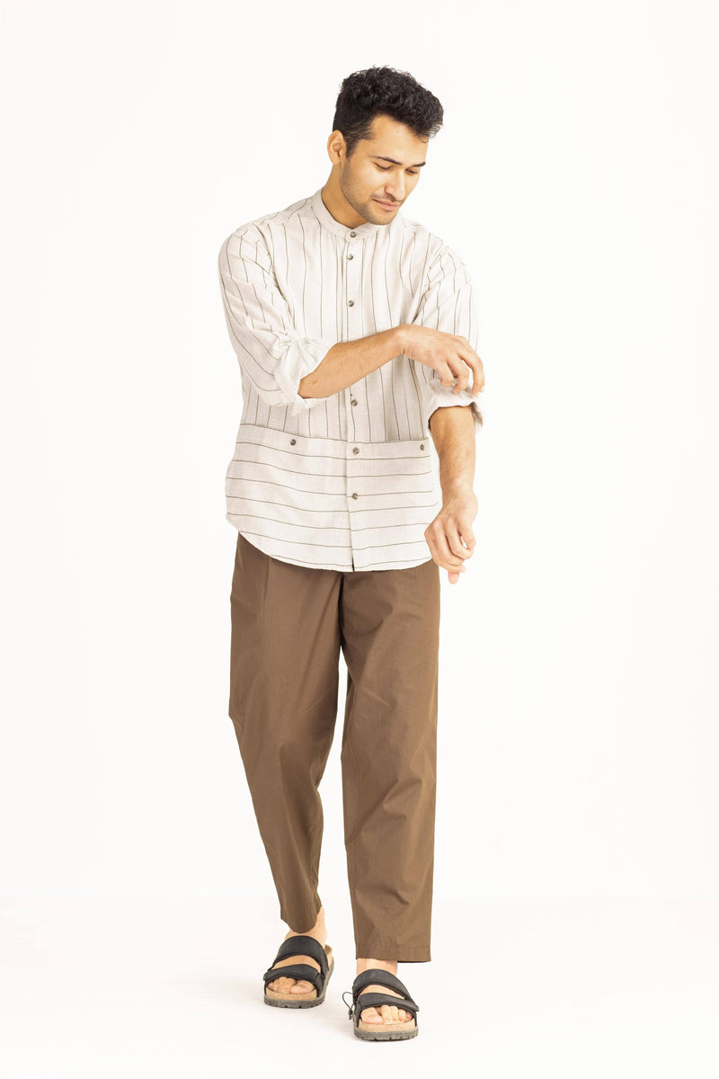 Front Pocket Shirt Co-ord-Beige Co-ord Set by THREE Men for men in Singapore