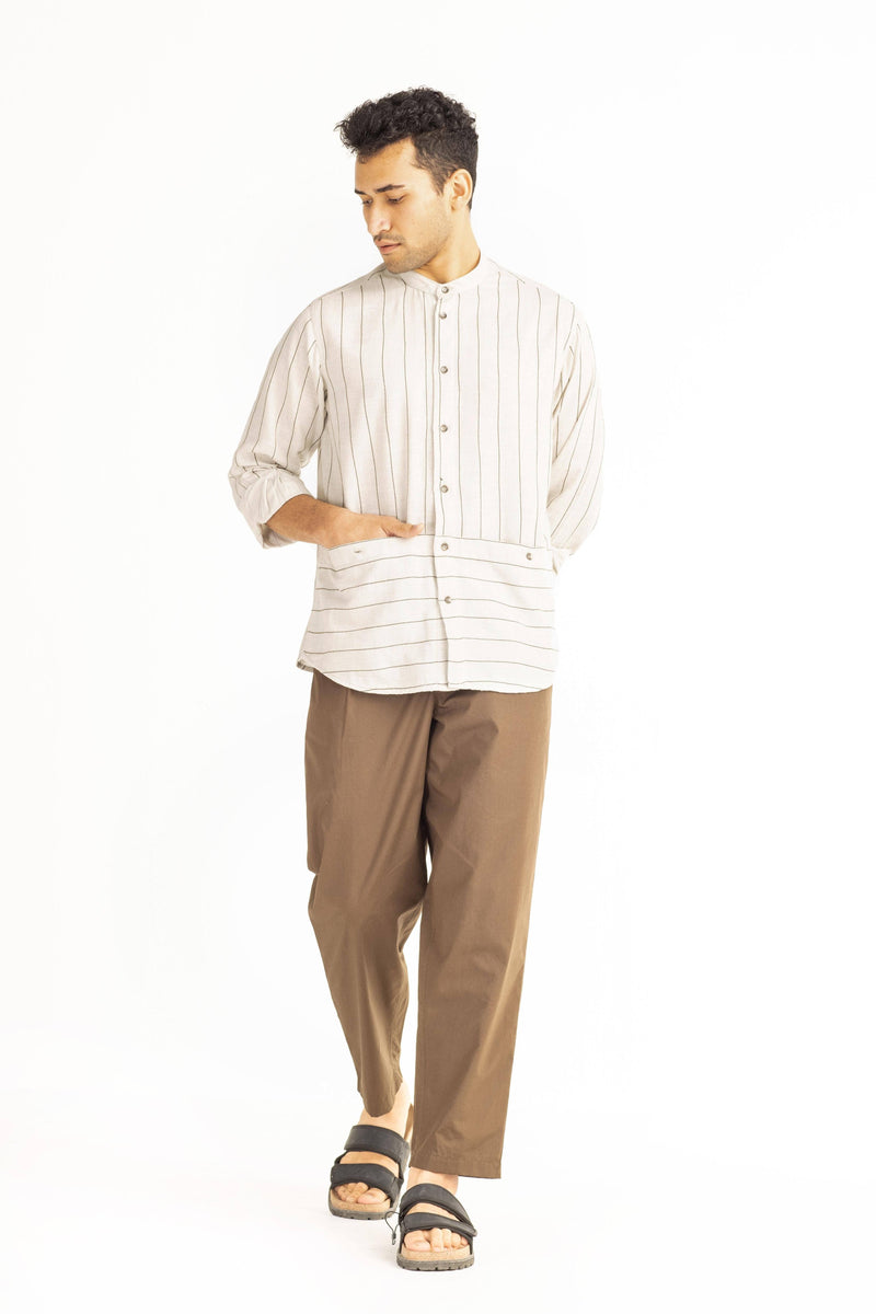Front Pocket Shirt Co-ord-Beige Co-ord Set by THREE Men for men in Singapore