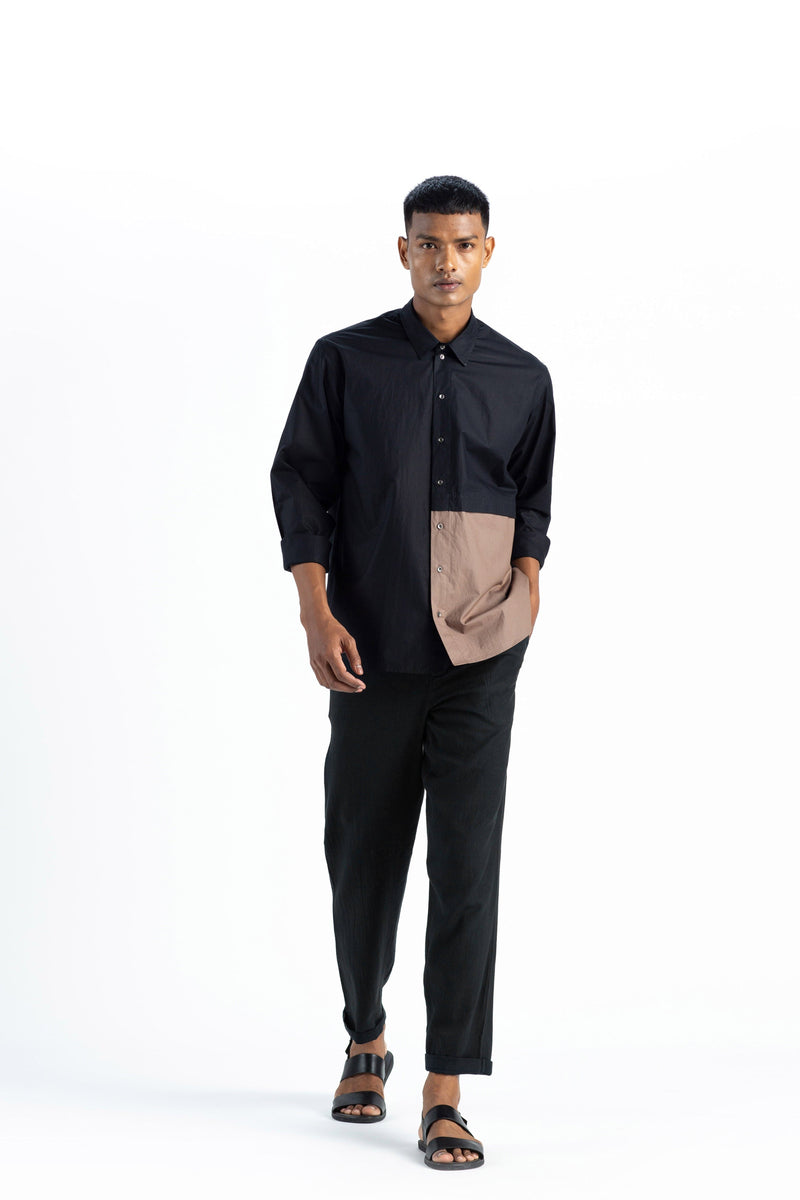 Front Pocket Shirt Co-ord- Black Co-ord Set by THREE Men for men in Singapore