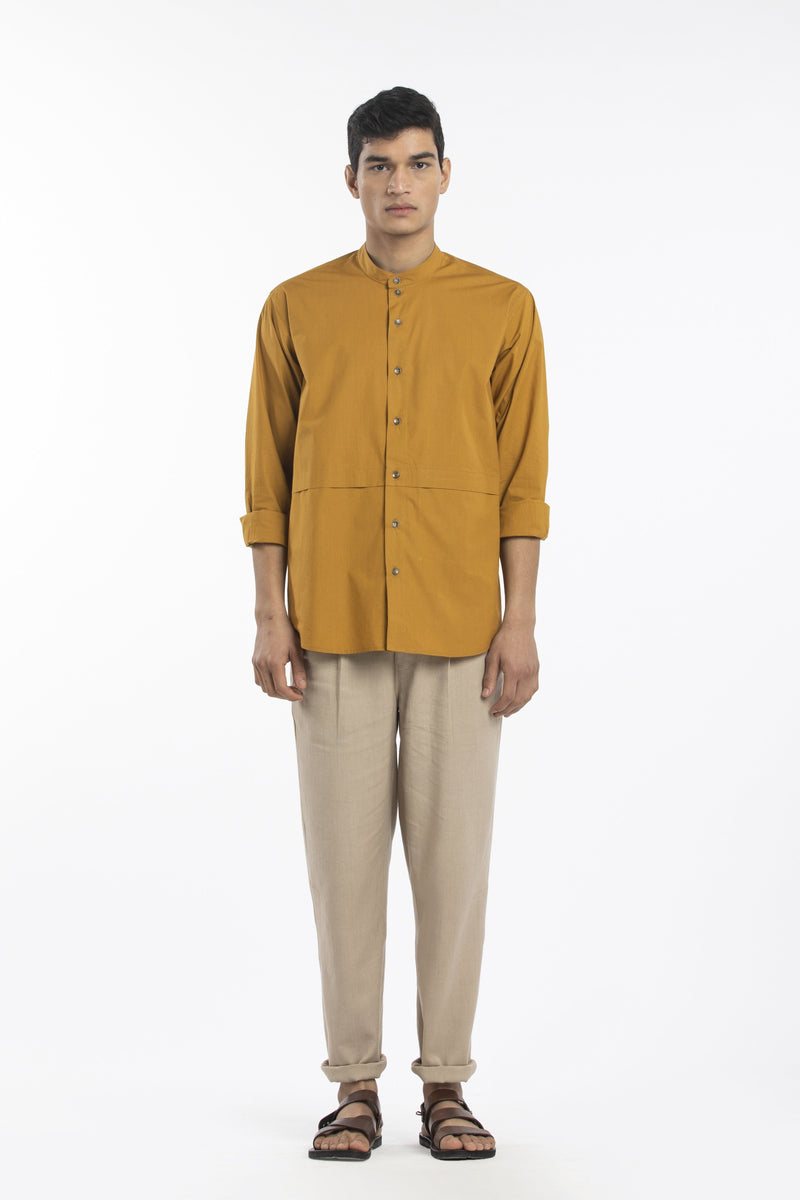 FRONT POCKET SHIRT CO-ORD-MUSTARD Co-ord Set by THREE Men for men in Singapore