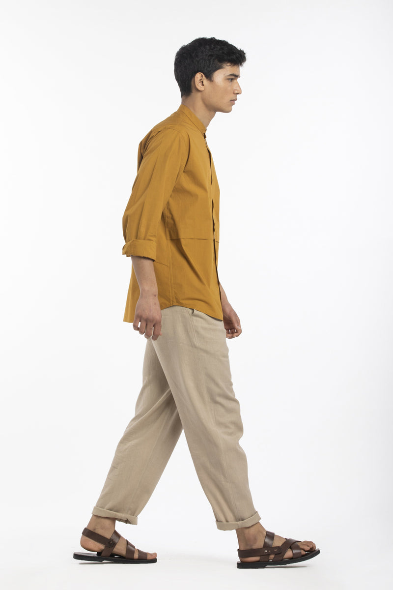 FRONT POCKET SHIRT CO-ORD-MUSTARD Co-ord Set by THREE Men for men in Singapore