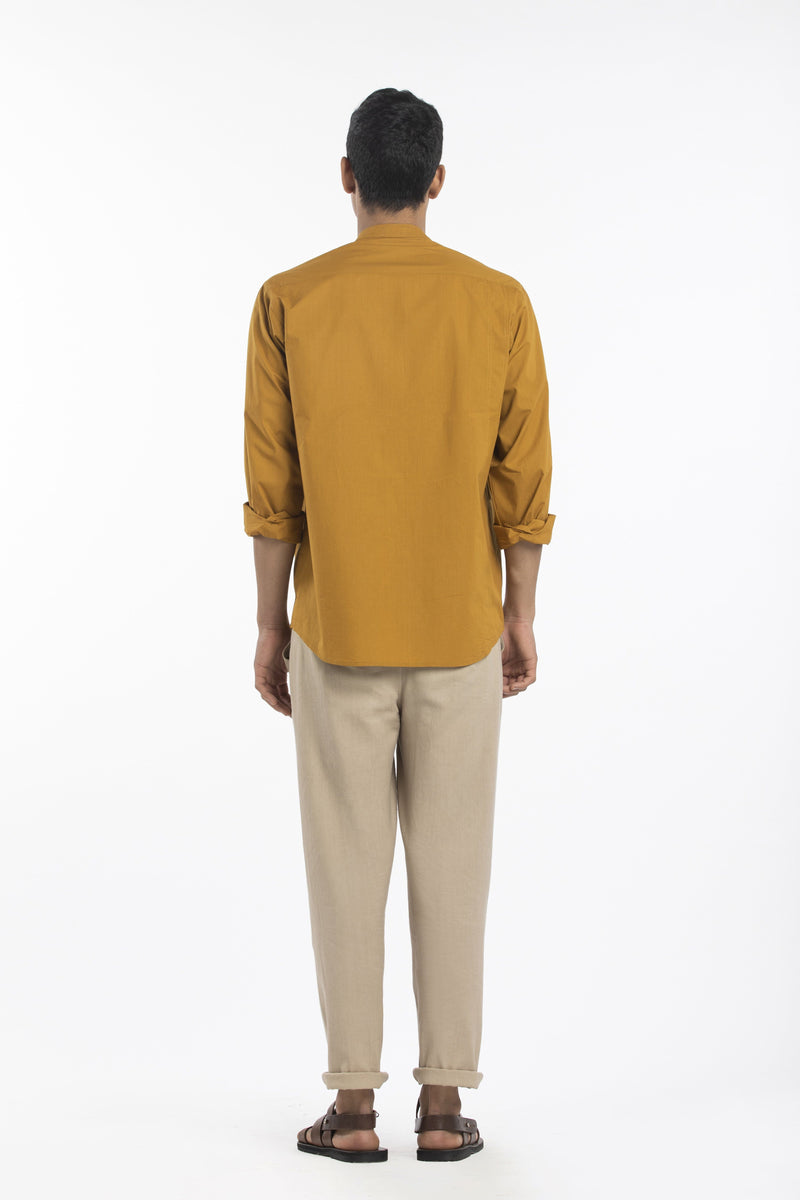 FRONT POCKET SHIRT CO-ORD-MUSTARD Co-ord Set by THREE Men for men in Singapore