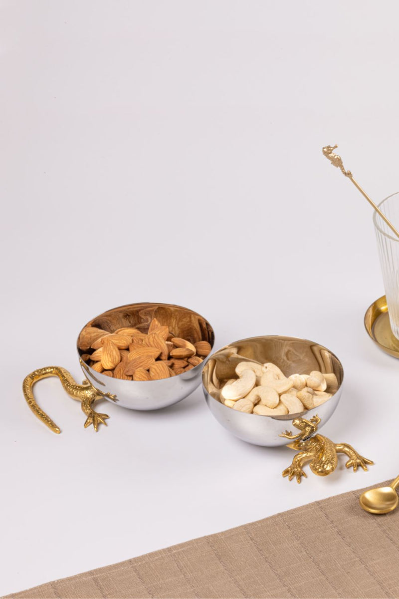 Gecko Nut Bowls-Set of 2 linen by Gado Living for in Singapore