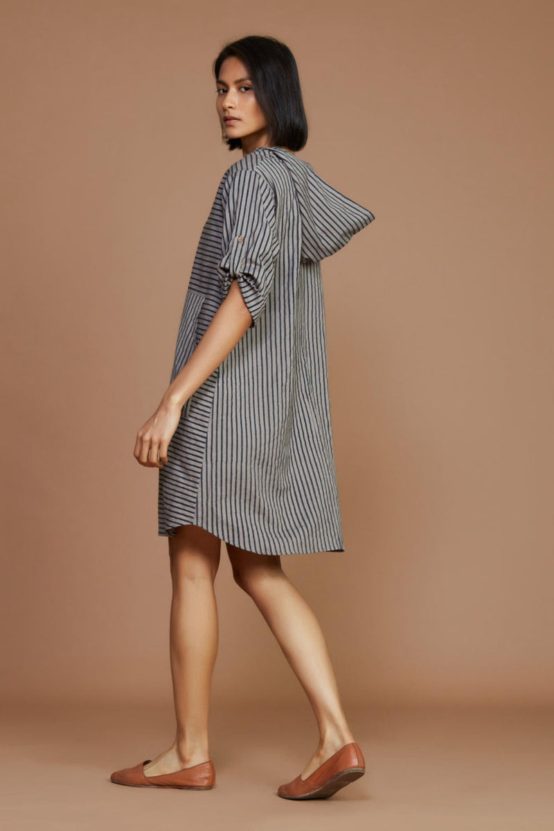 Grey With Charcoal Striped Hooded Co-Ord Set Co-ord Set,Dress by Mati for women in Singapore