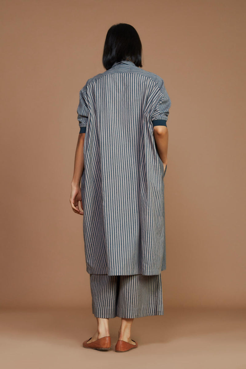 Grey with Charcoal Striped Kaftan Co-Ord Set Co-ord Set,Dress by Mati for women in Singapore