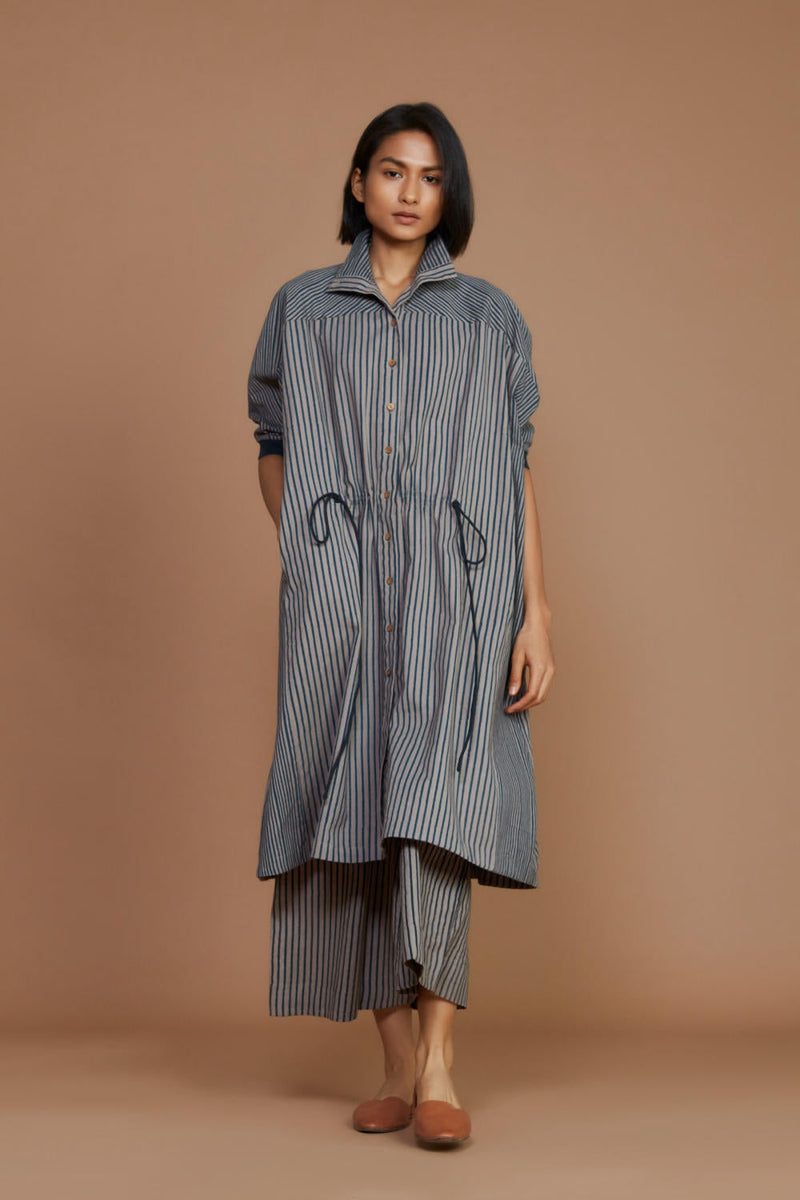 Grey with Charcoal Striped Kaftan Co-Ord Set Co-ord Set,Dress by Mati for women in Singapore
