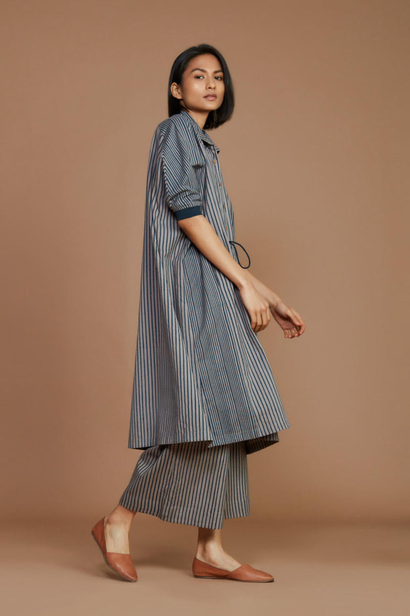 Grey with Charcoal Striped Kaftan Co-Ord Set Co-ord Set,Dress by Mati for women in Singapore