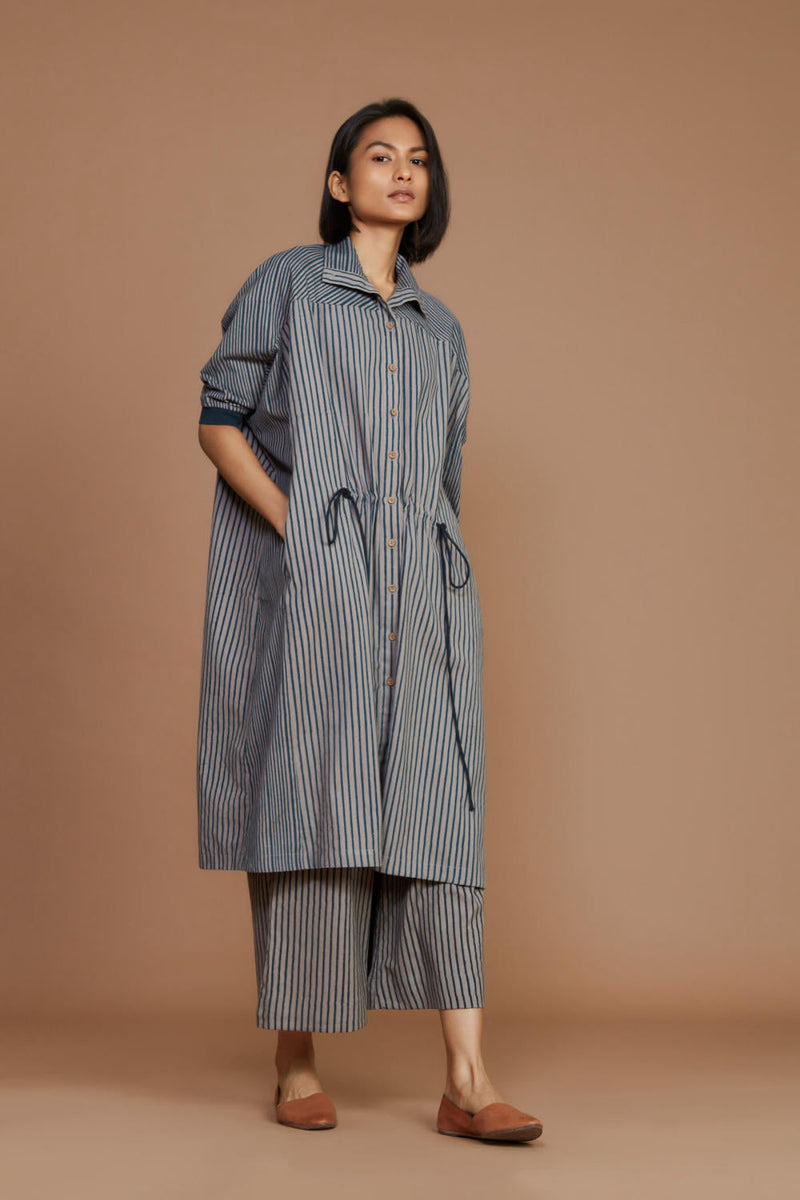Grey with Charcoal Striped Kaftan Co-Ord Set Co-ord Set,Dress by Mati for women in Singapore