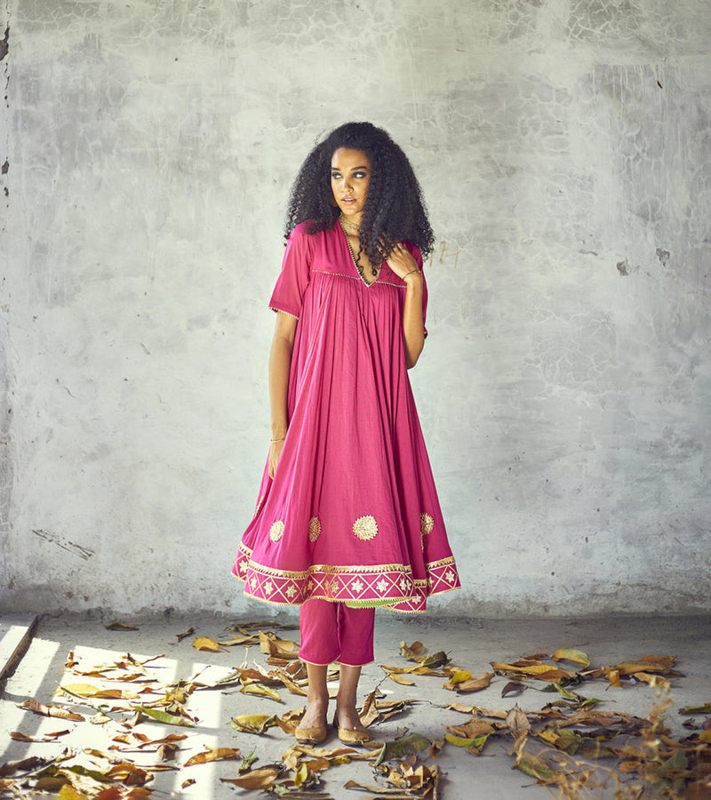 Gulabi Poshak Set by Khara Kapas for women in Singapore
