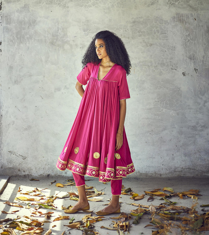 Gulabi Poshak Set by Khara Kapas for women in Singapore