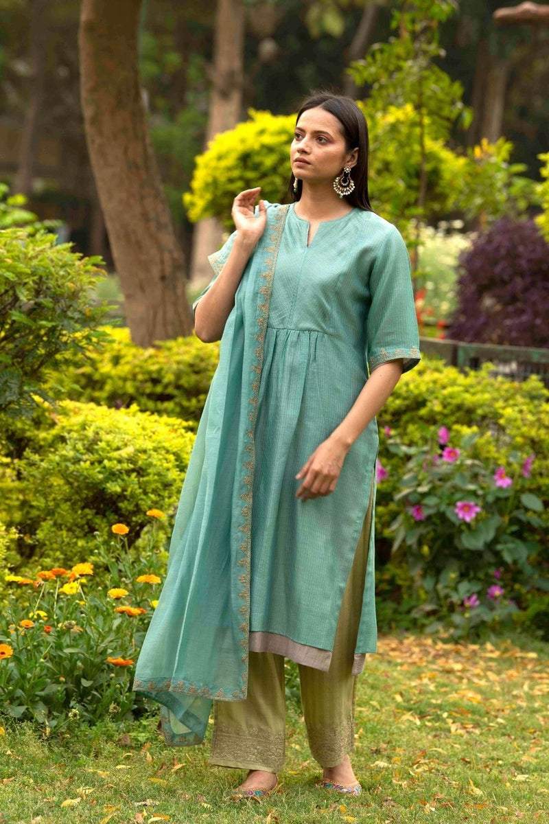 Gulbahaar Sea Green Kurta Set Fashion Priti Prashant 