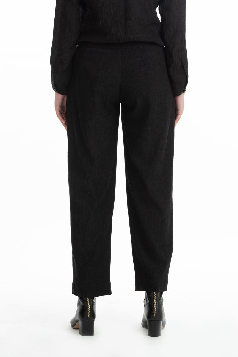 Handwoven Balck Pintuck Panelled Trousers Bottoms by Akaaro for women in Singapore