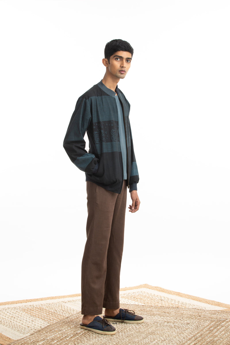 Handwoven Black Blue Bird Bomber Jacket Jackets & Overlays by Akaaro Men for men in Singapore