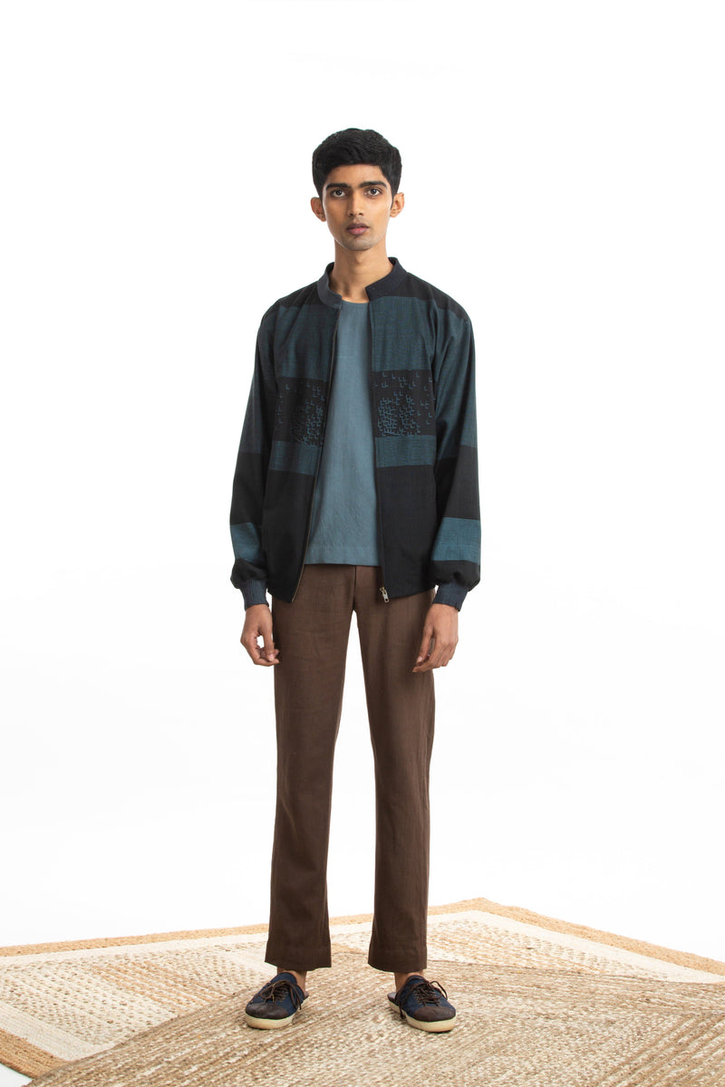 Handwoven Black Blue Bird Bomber Jacket Jackets & Overlays by Akaaro Men for men in Singapore