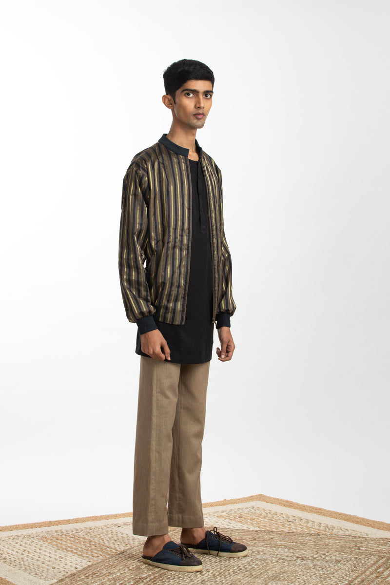 Handwoven Black Brown Bomber Jacket Jackets & Overlays by Akaaro Men for men in Singapore