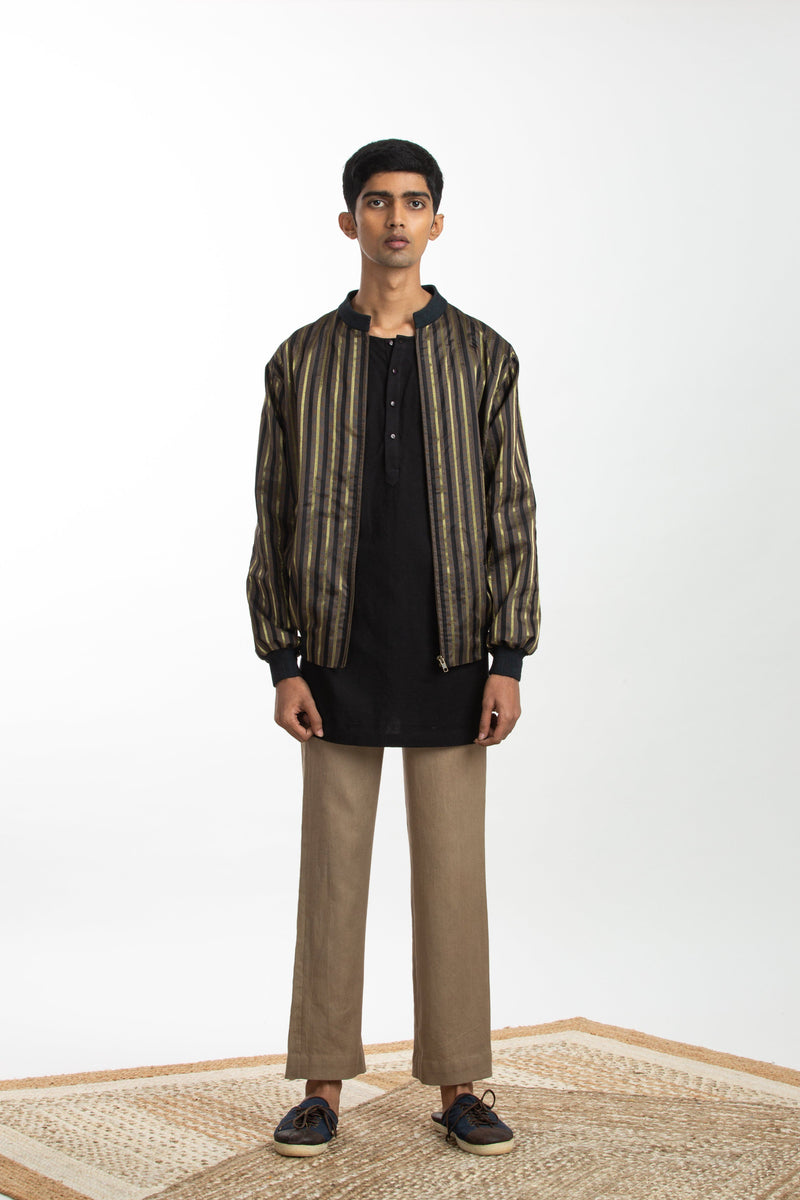 Handwoven Black Brown Bomber Jacket Jackets & Overlays by Akaaro Men for men in Singapore