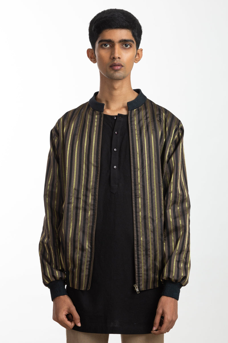 Handwoven Black Brown Bomber Jacket Jackets & Overlays by Akaaro Men for men in Singapore