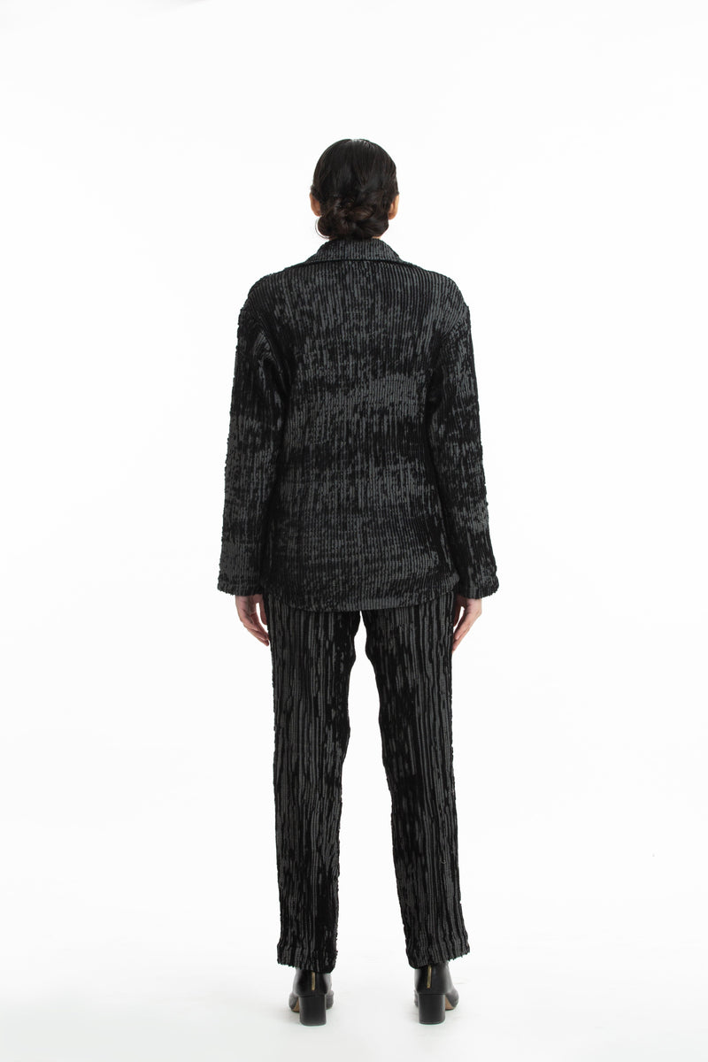 Handwoven Black Grey Merino Wool Collared jacket Jackets & Overlays by Akaaro for women in Singapore