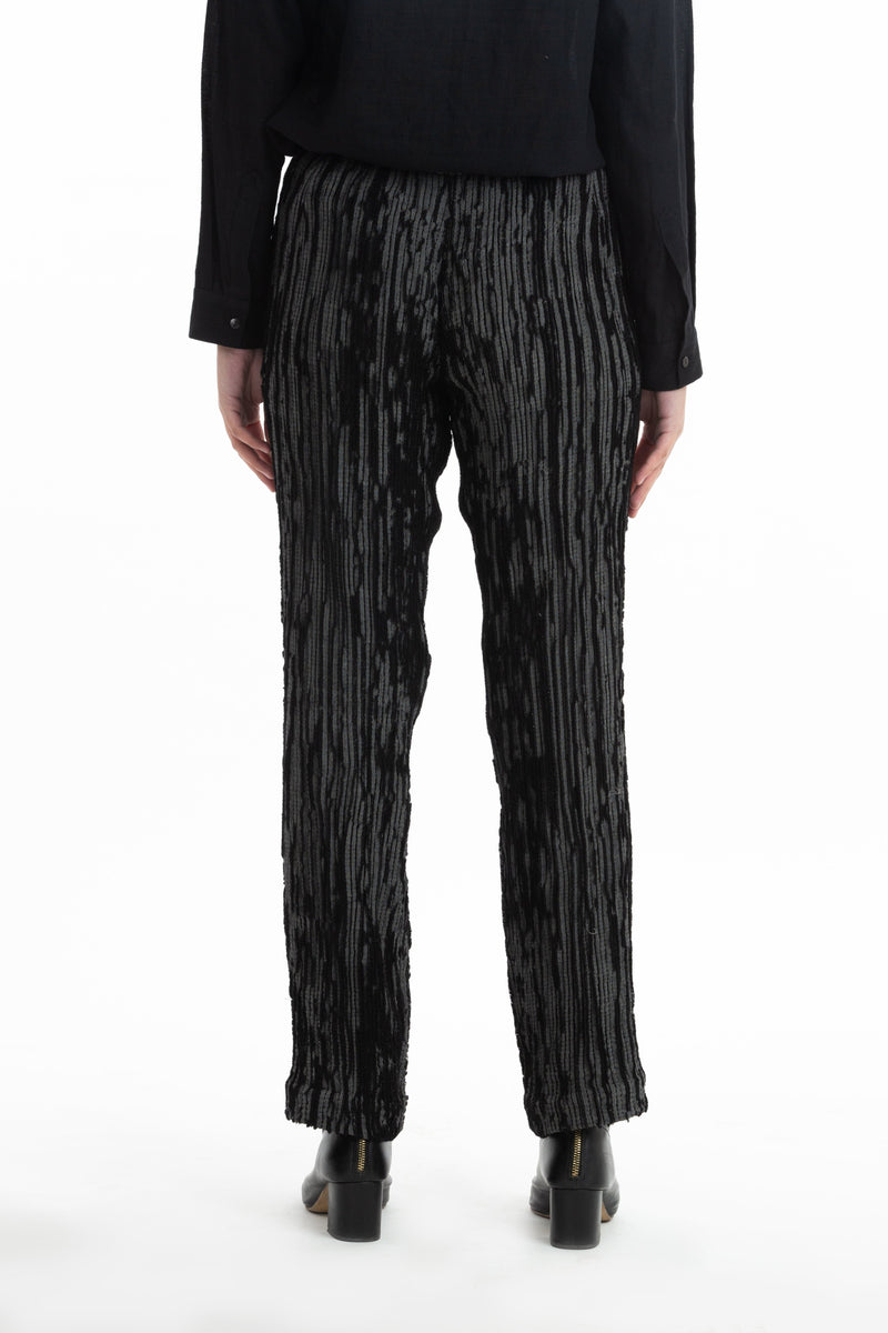 Handwoven Black Grey Merino Wool Straight Trouser Bottoms by Akaaro for women in Singapore