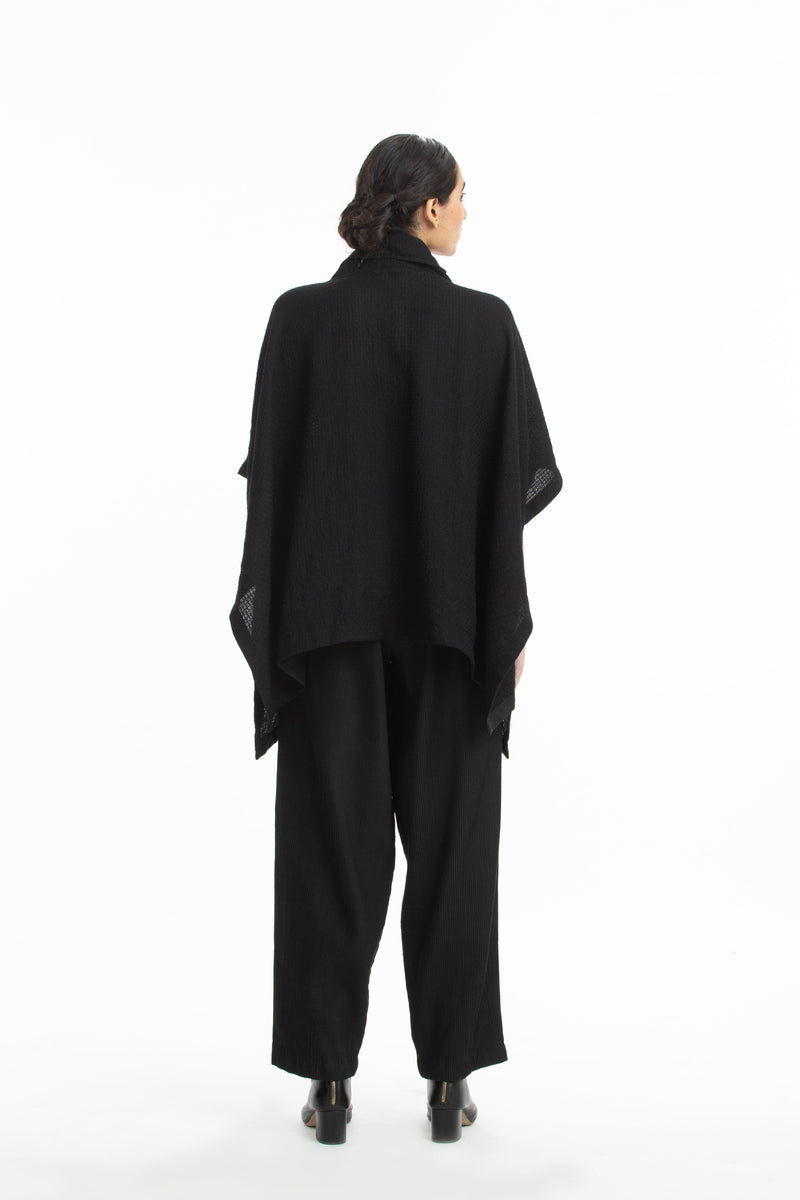 Handwoven Black Marino Wool Cape Jackets & Overlays by Akaaro for women in Singapore