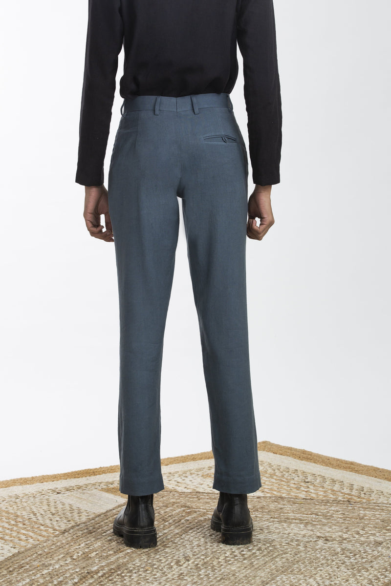 Handwoven Blue Straight Trouser Bottoms by Akaaro Men for men in Singapore