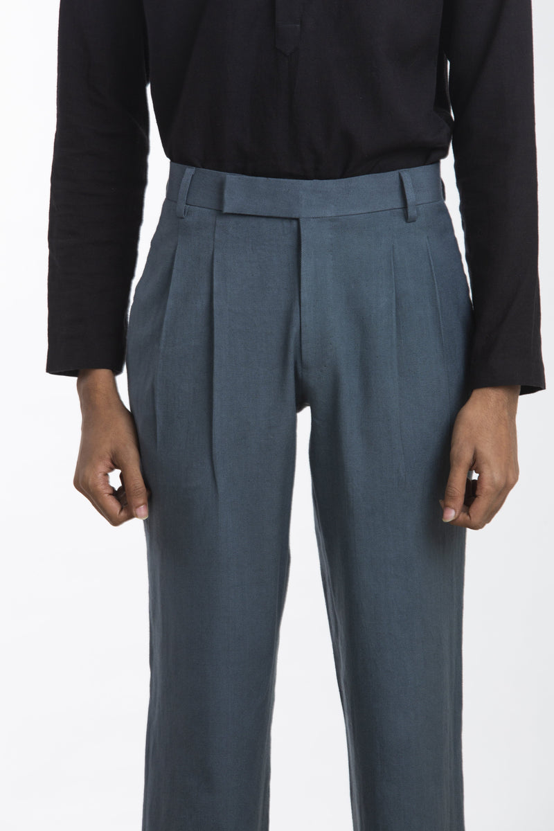 Handwoven Blue Straight Trouser Bottoms by Akaaro Men for men in Singapore