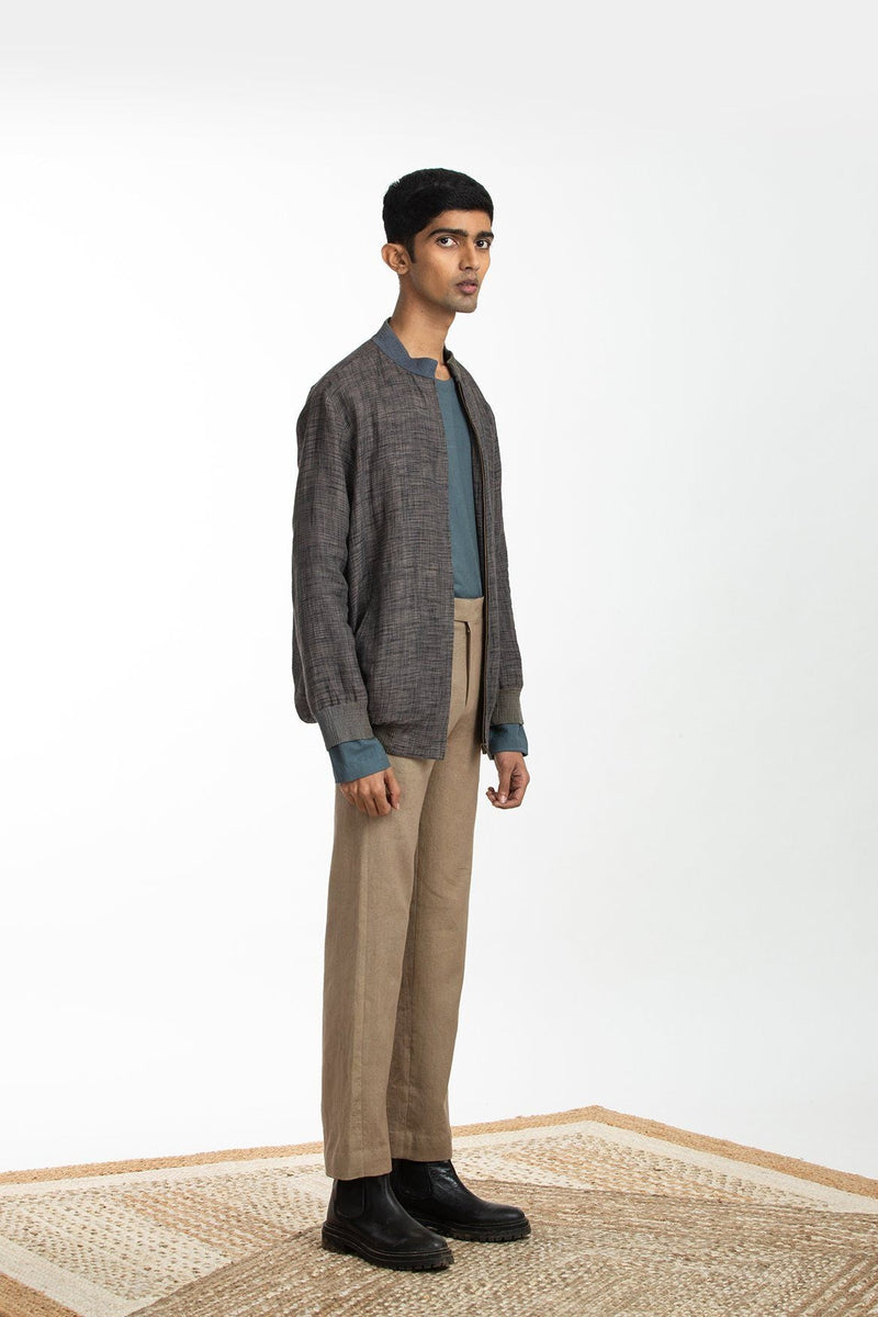 Handwoven Bomber Jacket Co-ord Basic Shirt Trouser Co-ord Set by Akaaro Men for men in Singapore