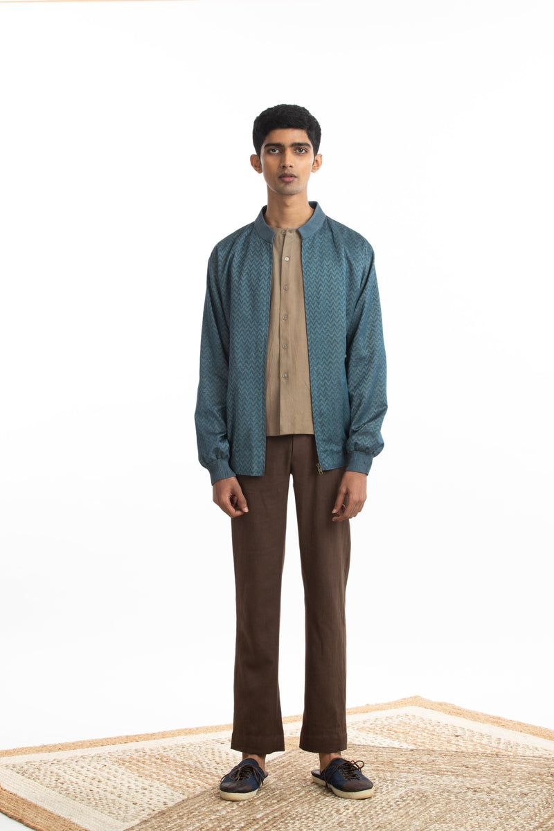 Handwoven Bomber Jacket Co-ord Basic Shirt Trouser Co-ord Set by Akaaro Men for men in Singapore