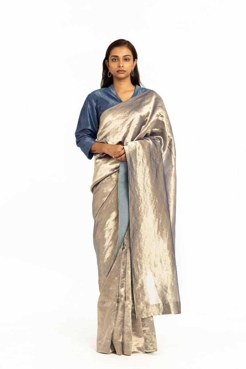 Handwoven Electirc Blue Textured Saree Fashion Akaaro