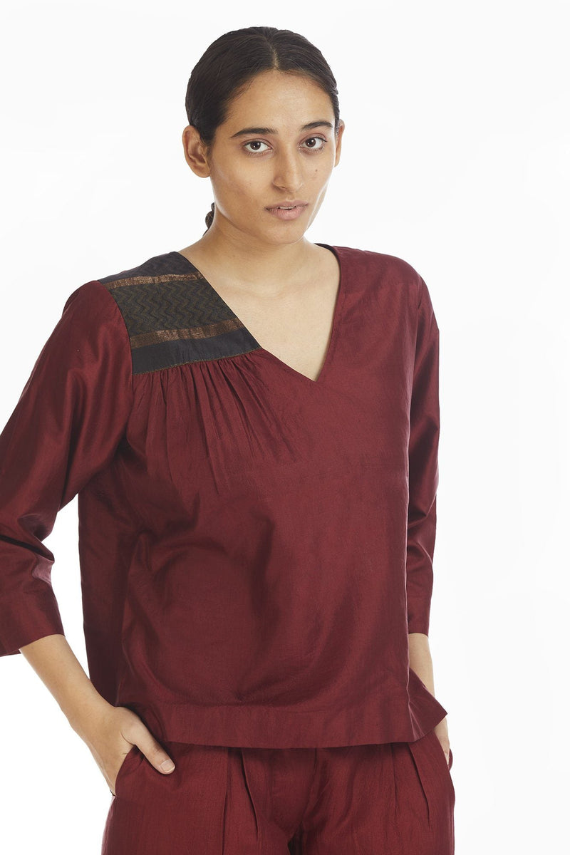Handwoven Engineered Silk Top Top & Tunics by Akaaro for women in Singapore