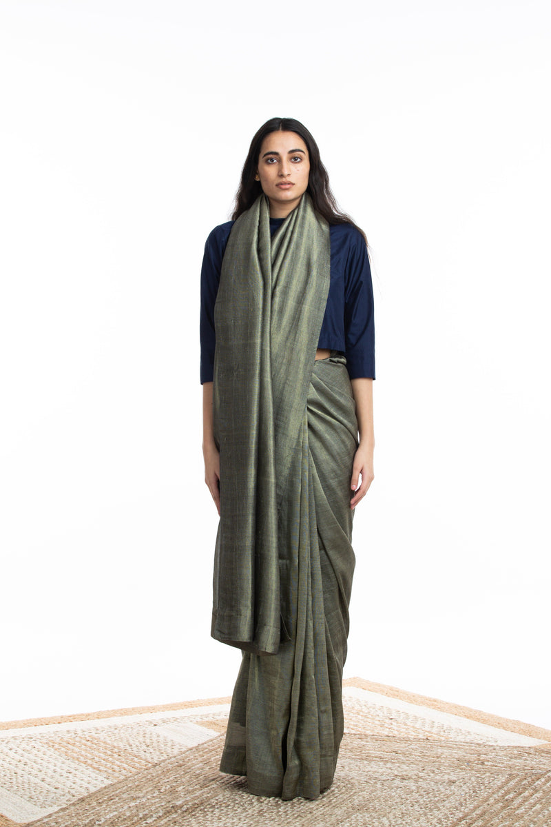 Handwoven Gold Crack Metallic Saree Sarees by Akaaro for women in Singapore