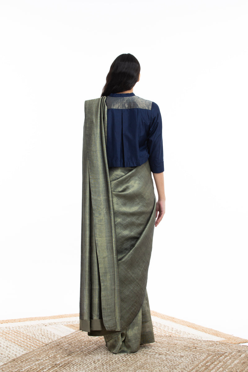 Handwoven Gold Crack Metallic Saree Sarees by Akaaro for women in Singapore