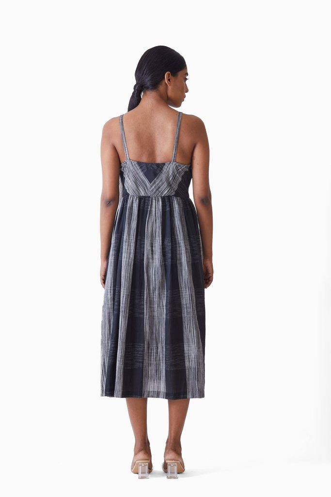 Handwoven Ikat Flare Strap Dress Fashion Akaaro