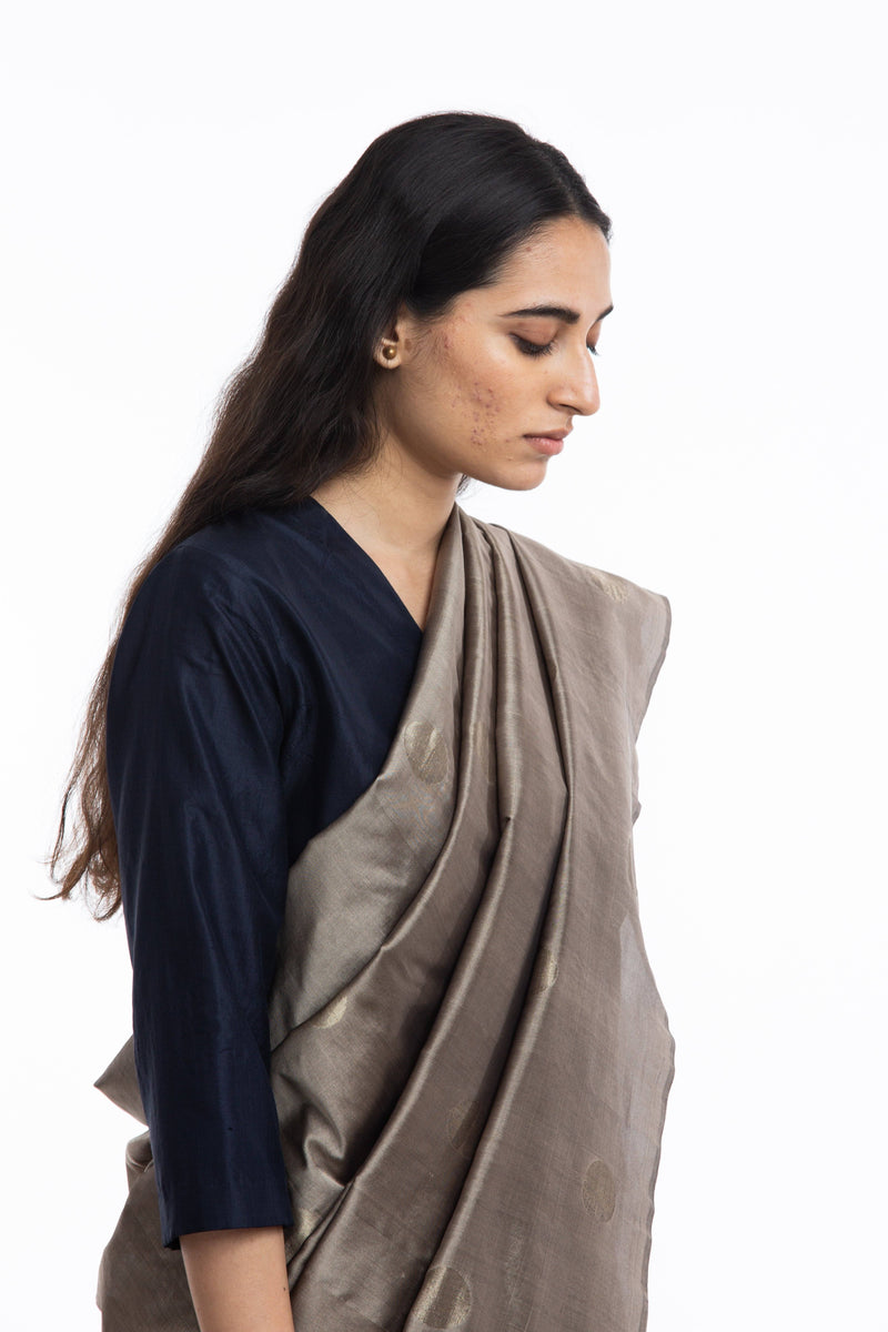 Handwoven Light Brown Circle Silk Saree Sarees by Akaaro for women in Singapore
