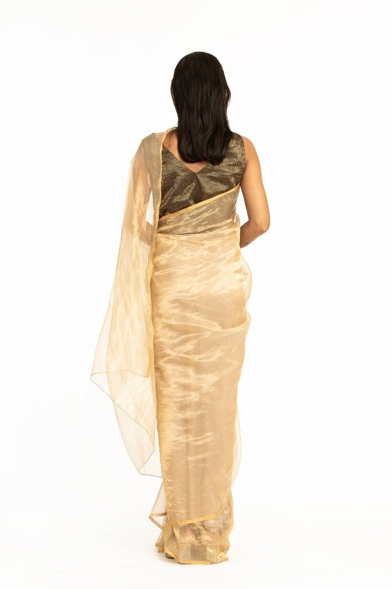 Handwoven Liquid Molten Ecru Metallic Saree Fashion Akaaro