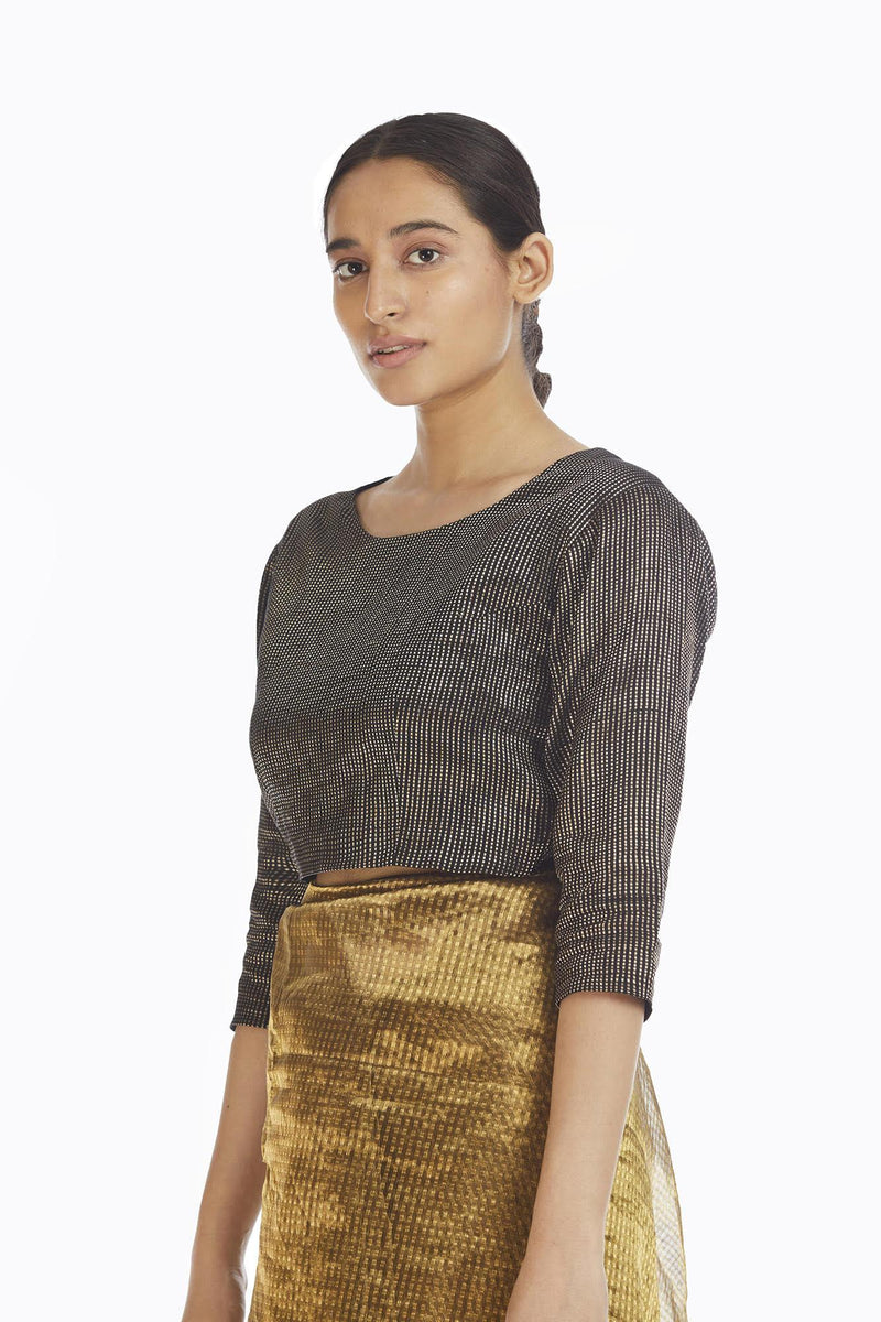 Handwoven Liquid Molten Gold Textured Metallic Saree Sarees by Akaaro for women in Singapore