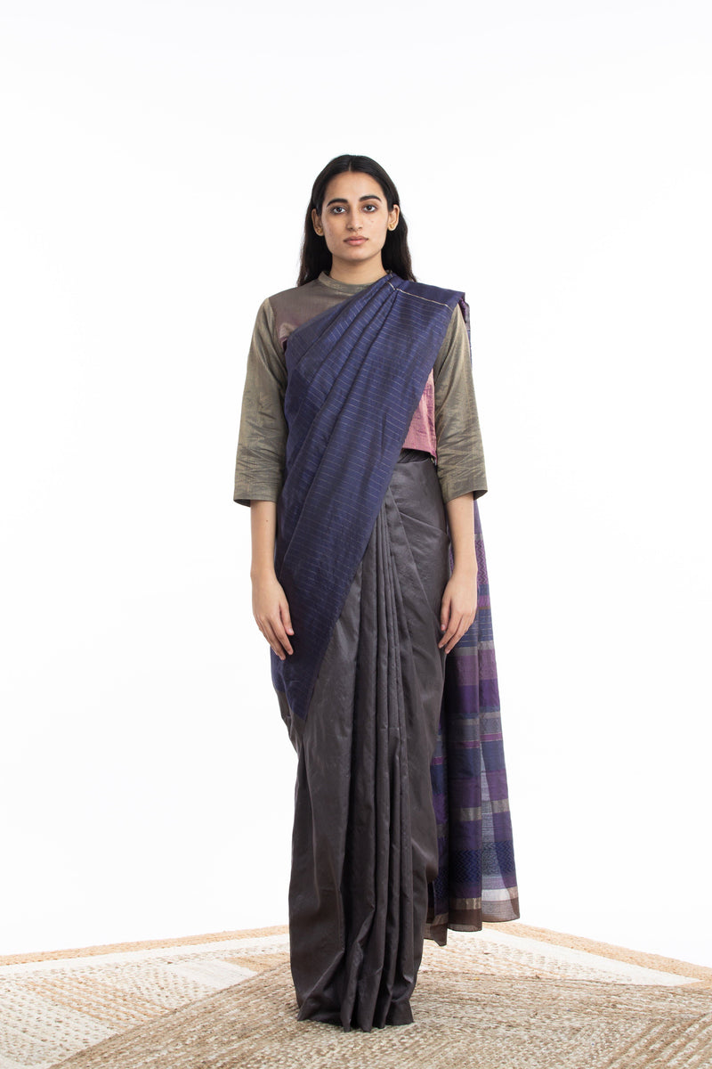 Handwoven Multicolor Engineered Silk Saree Sarees by Akaaro for women in Singapore
