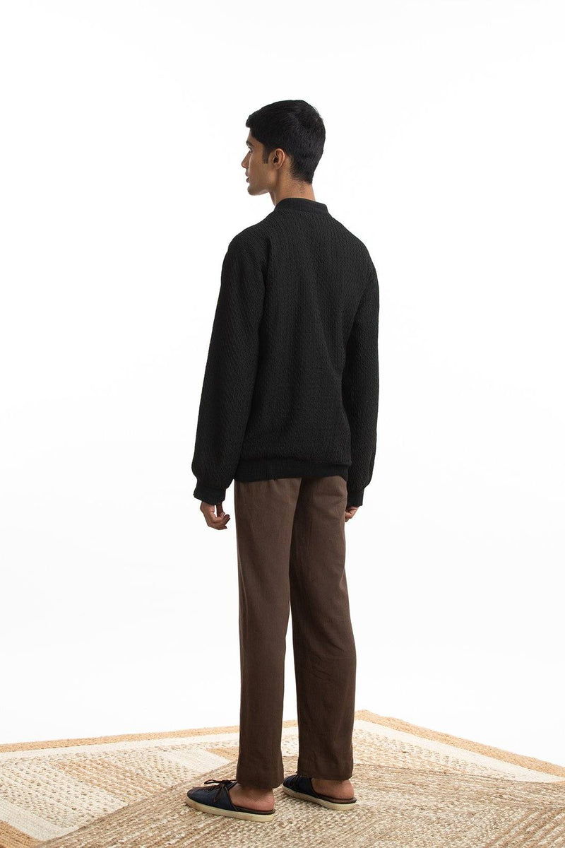 Handwoven Pintuck Black Bomber Jacket Jackets & Overlays by Akaaro Men for men in Singapore