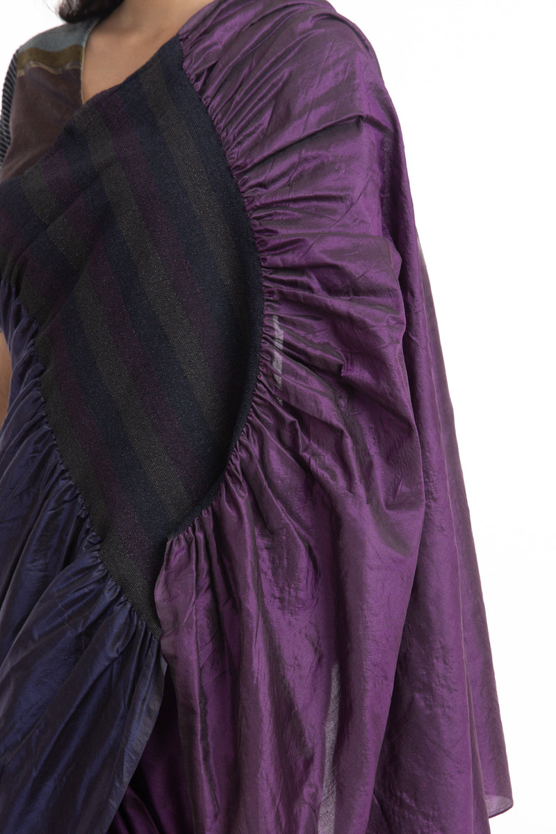 Handwoven Purple Blue Kinji Palla Saree Sarees by Akaaro for women in Singapore