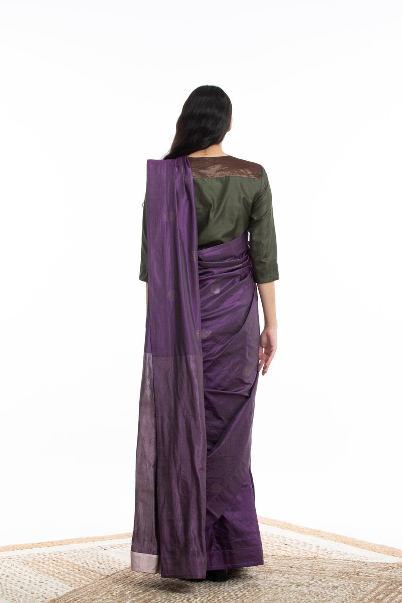 Handwoven Purple Circle Silk Saree Sarees by Akaaro for women in Singapore