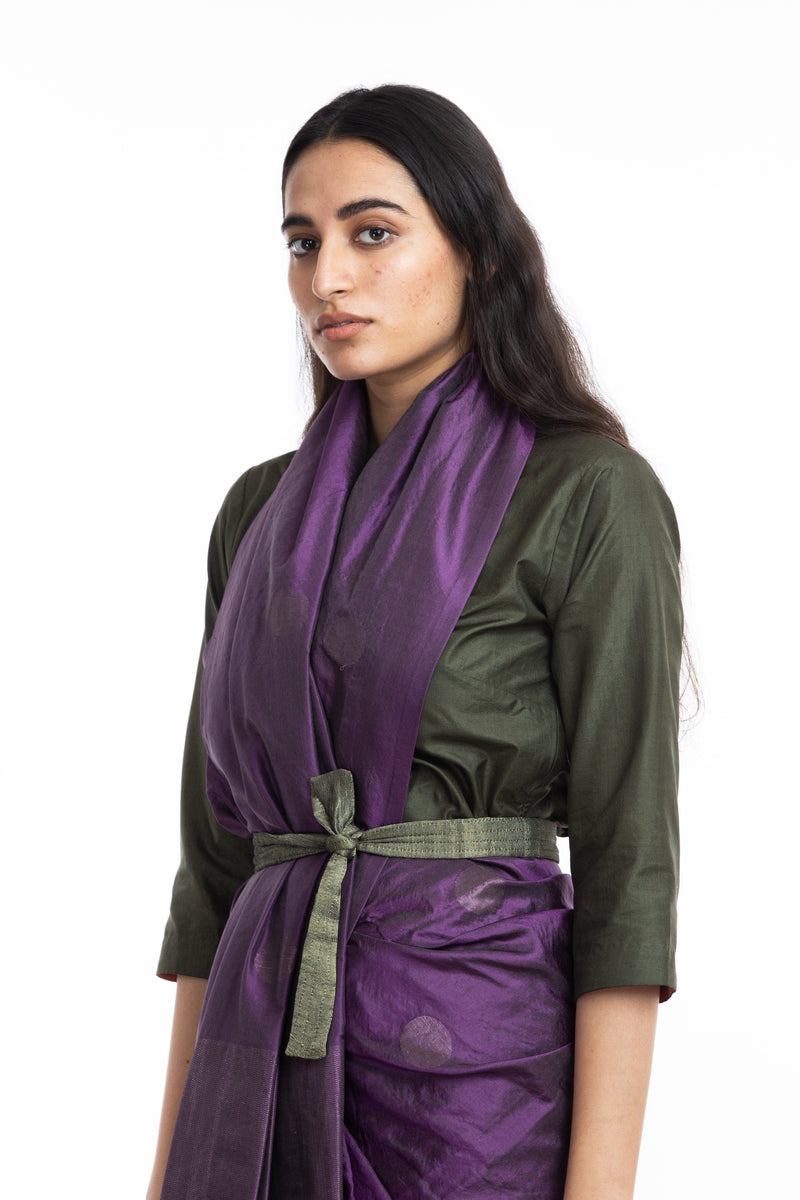 Handwoven Purple Circle Silk Saree Sarees by Akaaro for women in Singapore