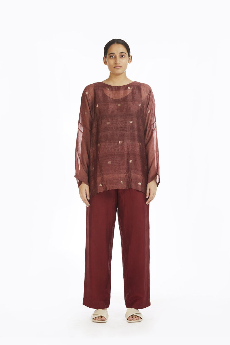 Handwoven Red Jamdani Top Top & Tunics by Akaaro for women in Singapore