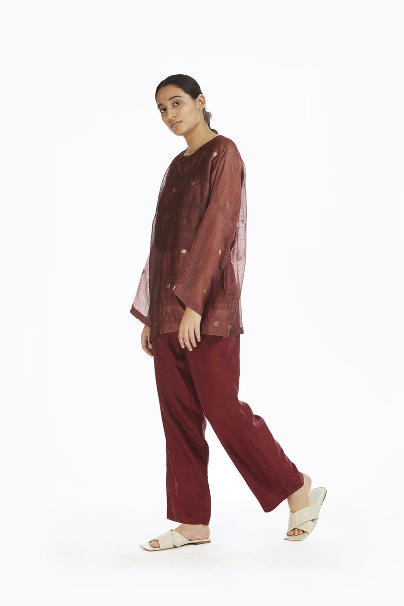 Handwoven Red Jamdani Top Top & Tunics by Akaaro for women in Singapore