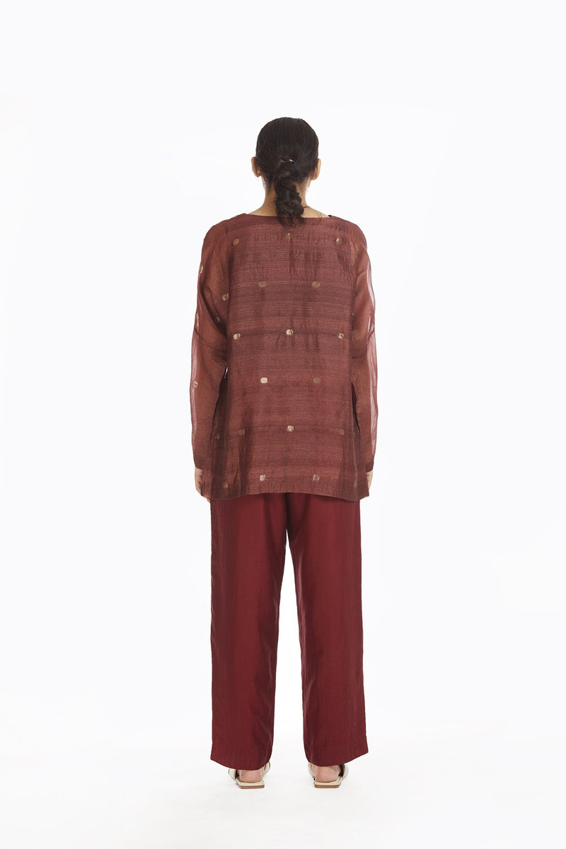 Handwoven Red Jamdani Top Top & Tunics by Akaaro for women in Singapore